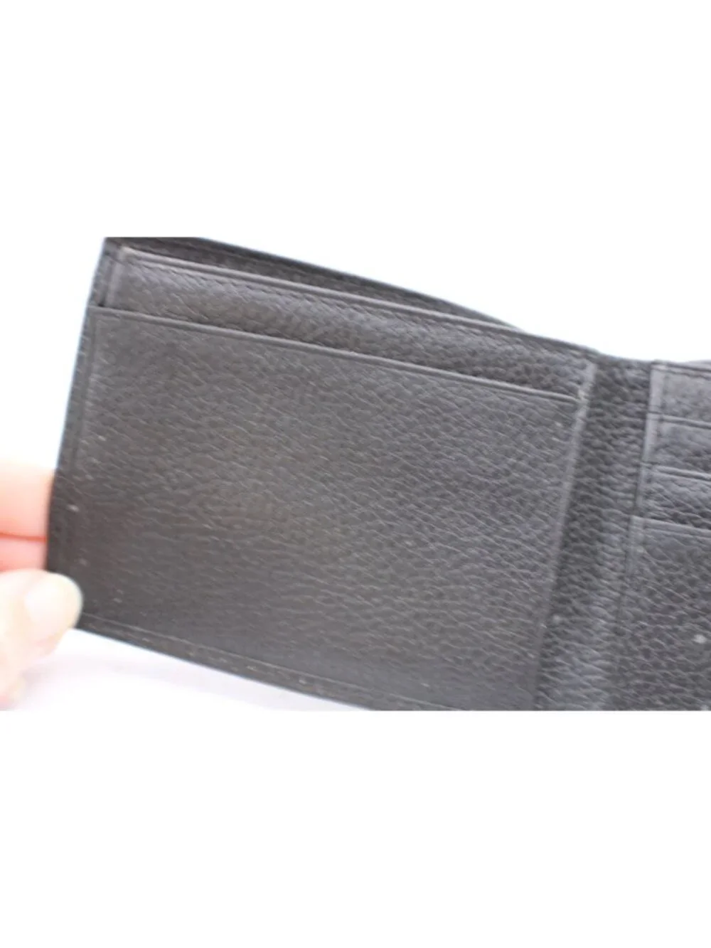 Black Genuine Leather Bi-Fold Wallet Multiple Card Slots Dual Large Compartments